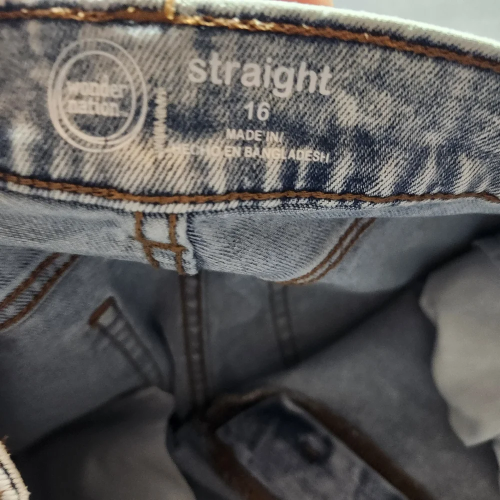 WONDER NATION Stonewash Denim Jeans Y2K Stretchy Women's Sz. 16 (29X29) EUC - Picture 4 of 12